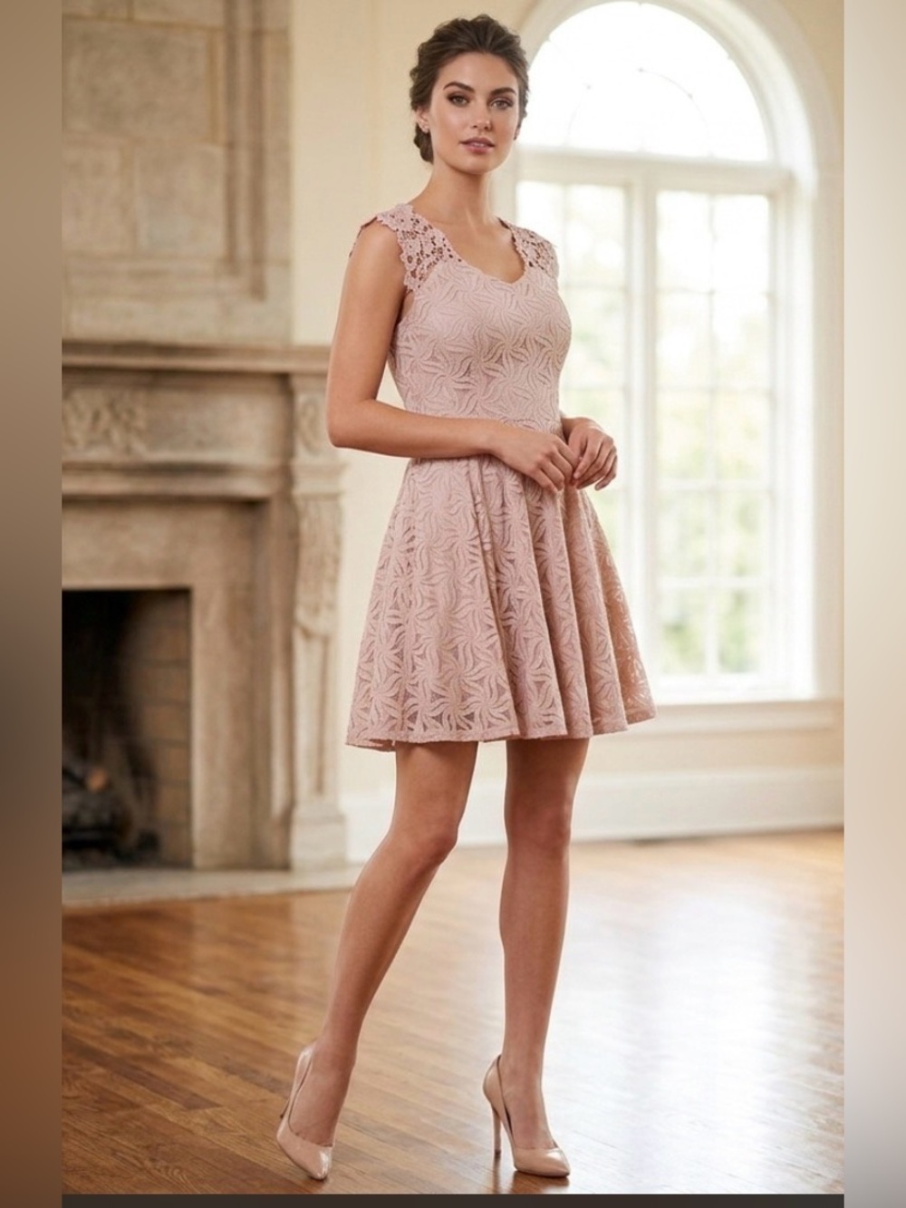Jodi Kristopher Pink Lace Dress - size 7 - NWT